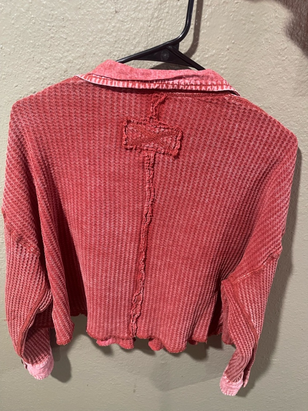 Textured Waffle-Knit Button Jacket - Dusty Rose 100% Cotton - Picture 5 of 6